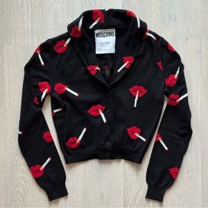 Moschino Couture Smoking Lips Cardigan Fall 2016 Collection by Jeremy Scott